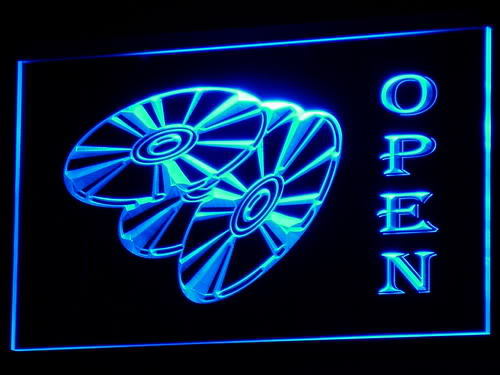 OPEN DVD Blu Ray Movie Disc neon Light Sign